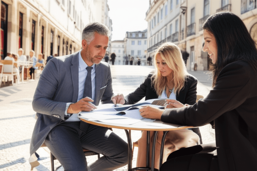Expatrié français discutant fiscalité à Lisbonne