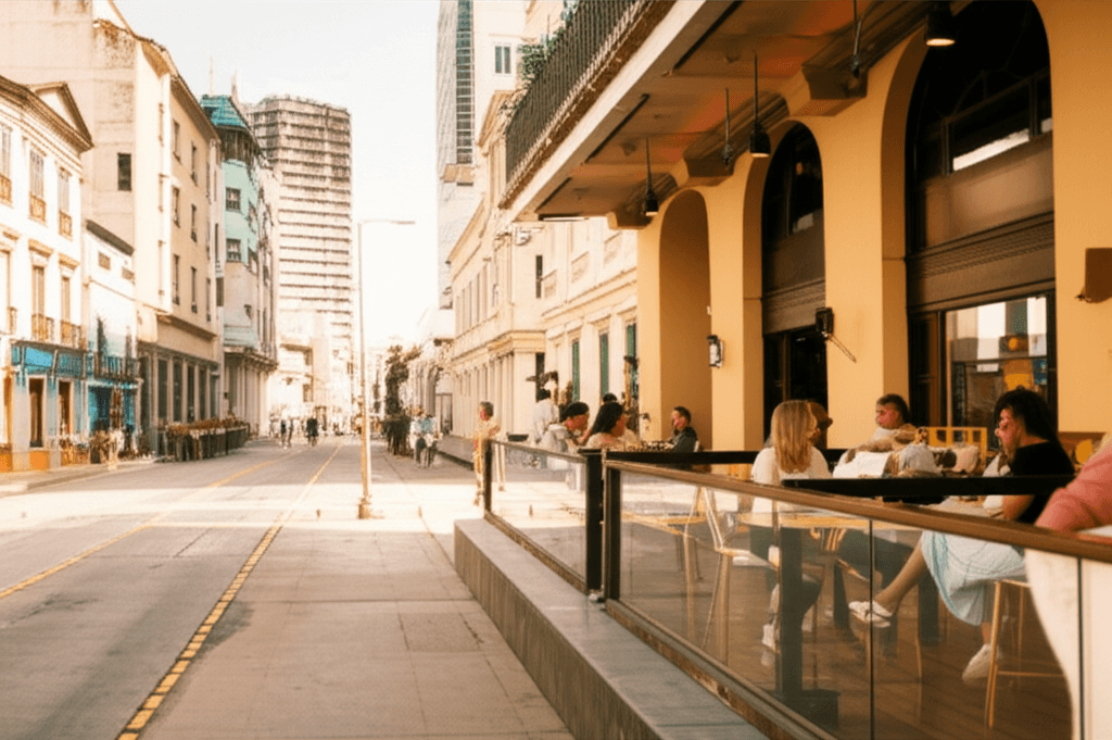 Café animé à Asunción, Paraguay. Ambiance décontractée et opportunités fiscales.