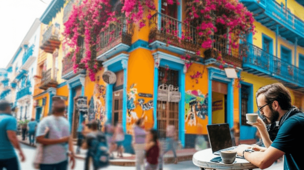 Expatriation à Medellin, Colombie : digital nomad au café